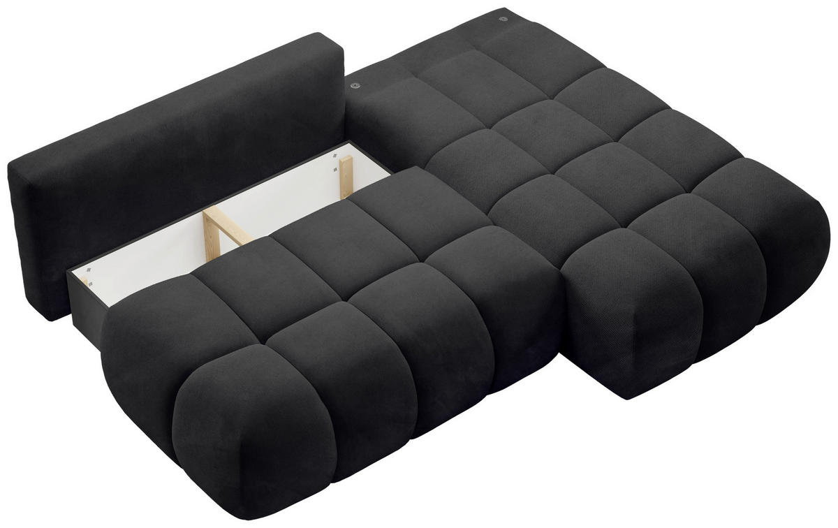 ECKSOFA TARANTO in Webstoff Schwarz  172/225 cm  - Schwarz, Design, Kunststoff/Textil (172/225cm) - Livetastic