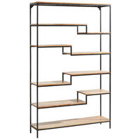 REGAL Akazie Hartholz Naturfarben, Schwarz  - Schwarz/Naturfarben, Design, Holz/Metall (120/190/30cm) - Carryhome