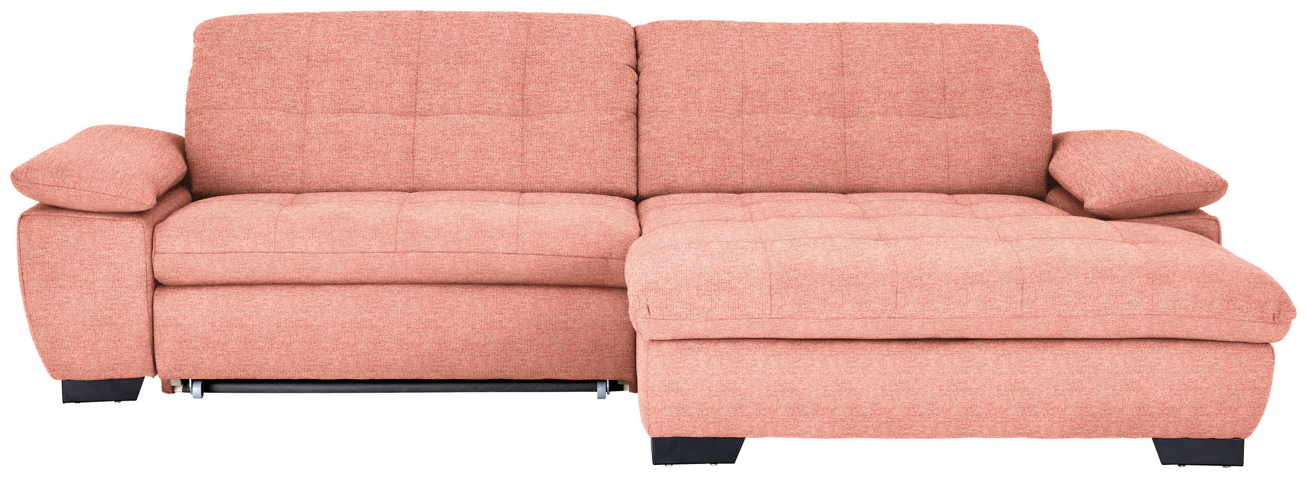 ECKSOFA in Webstoff Koralle  - Koralle/Schwarz, Design, Textil/Metall (265/180cm) - Carryhome