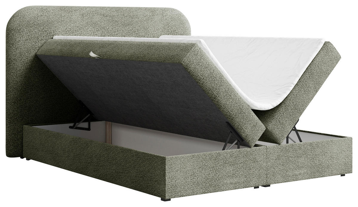 BOXBETT 140/200 cm  in Waldgrün  - Waldgrün/Schwarz, MODERN, Holz/Kunststoff (140/200cm) - MID.YOU