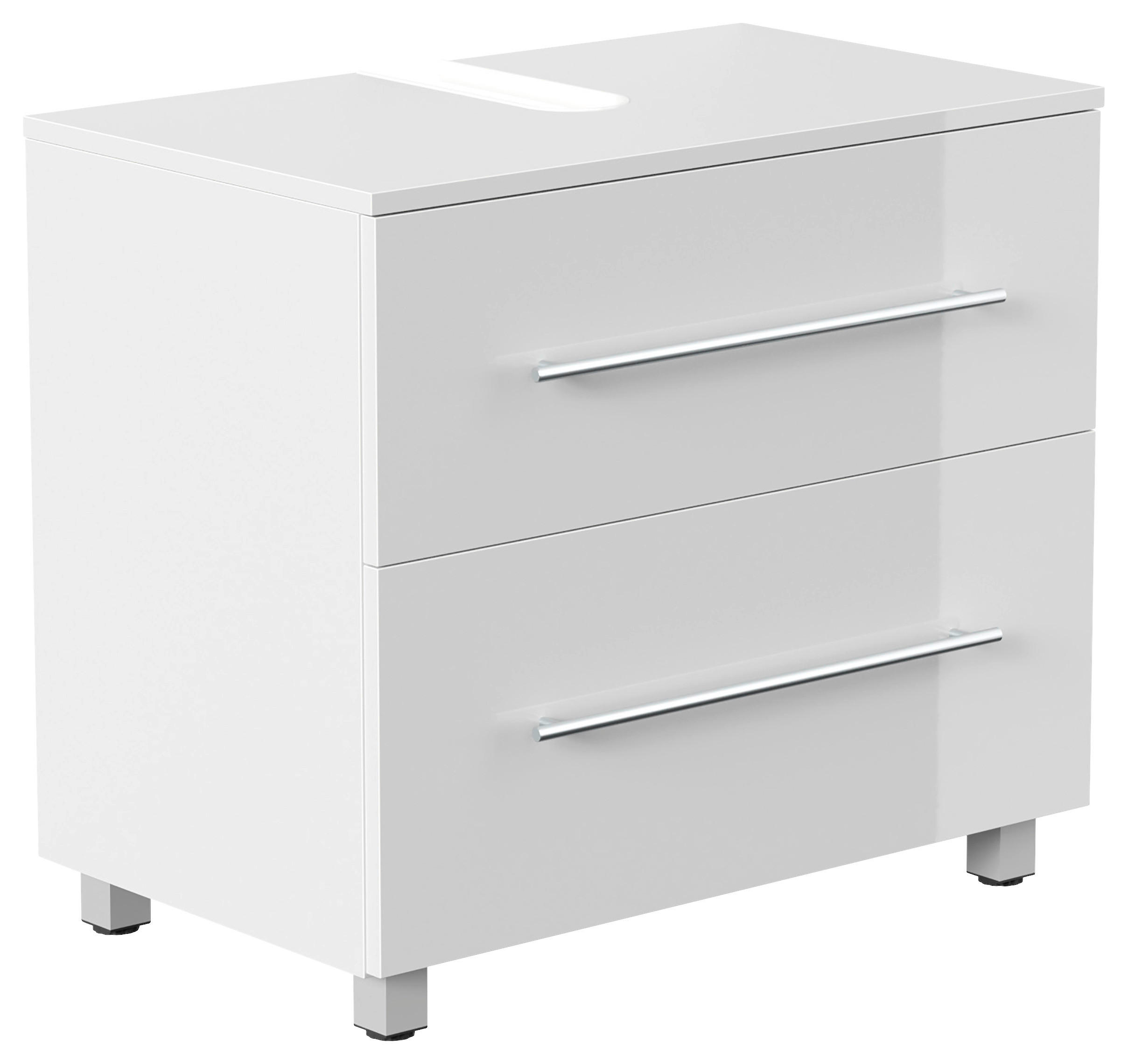 WASCHBECKENUNTERSCHRANK 70/63/41,6 cm  - Weiß Hochglanz/Silberfarben, MODERN, Holzwerkstoff/Metall (70/63/41,6cm) - MID.YOU