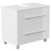 WASCHBECKENUNTERSCHRANK 70/63/41,6 cm  - Weiß Hochglanz/Silberfarben, MODERN, Holzwerkstoff/Metall (70/63/41,6cm) - MID.YOU