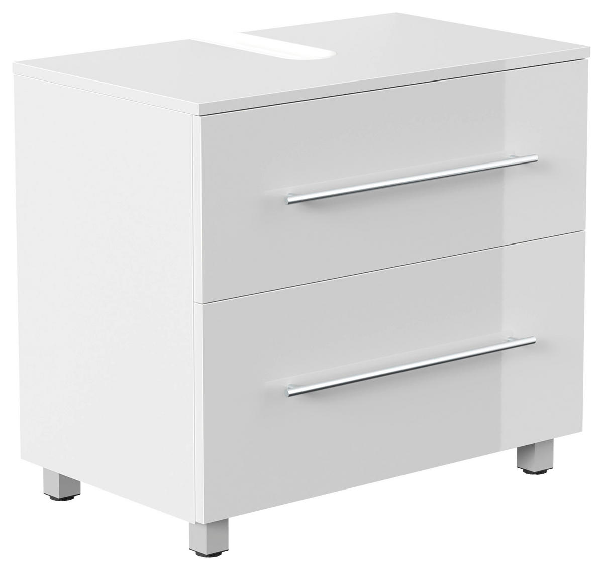 WASCHBECKENUNTERSCHRANK 70/63/41,6 cm  - Weiß Hochglanz/Silberfarben, MODERN, Holzwerkstoff/Metall (70/63/41,6cm) - MID.YOU