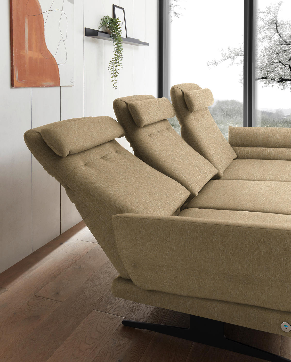 ECKSOFA in Flachgewebe Senfgelb  279-327/176-217 cm  - Senfgelb/Schwarz, Design, Textil/Metall (279-327/176-217cm) - Dieter Knoll