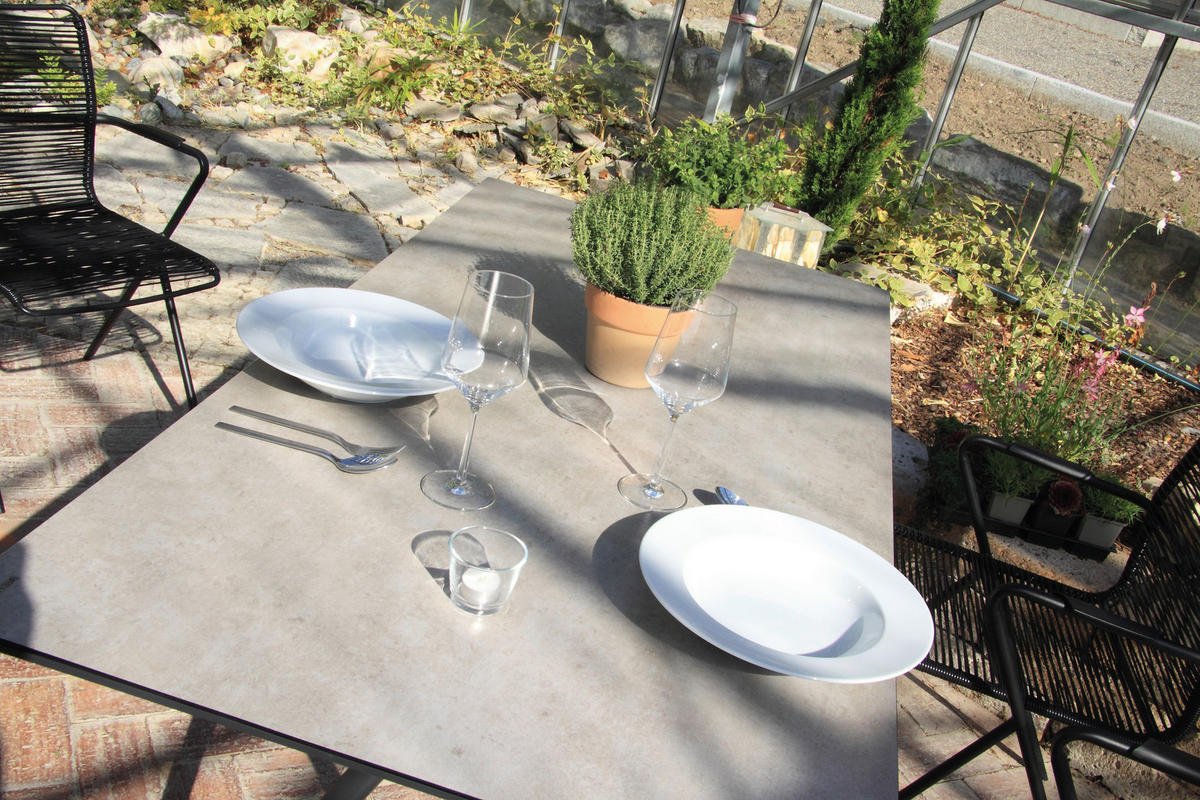 GARTENGARNITUR Stahl  - Taupe/Anthrazit, Basics, Glas/Kunststoff (80/75/160cm) - Acamp