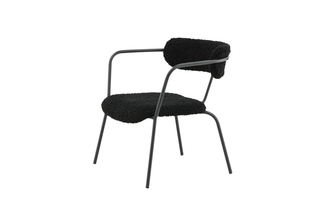 SESSEL in Teddystoff Schwarz  - Schwarz, Design, Textil/Metall (68/69/67cm) - Livetastic