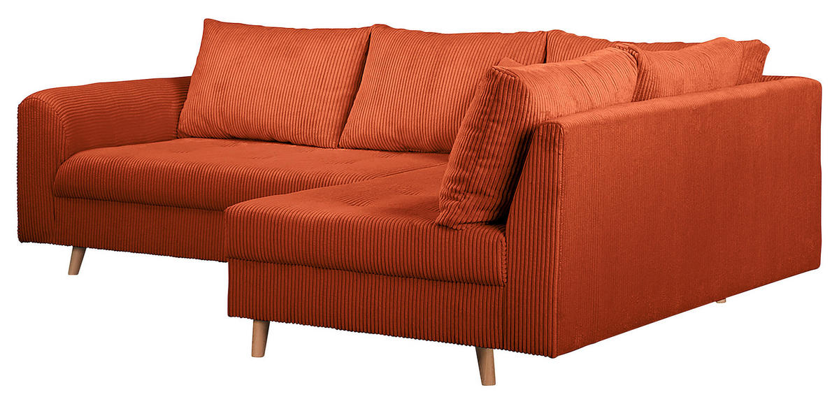 ECKSOFA Ariella Rostfarben Cord  - Rostfarben/Naturfarben, Design, Holz/Textil (231/161cm) - Livetastic
