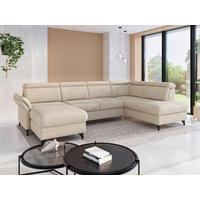 WOHNLANDSCHAFT GLENDALE E Sandfarben Chenille  - Sandfarben/Schwarz, KONVENTIONELL, Textil/Metall (166/321/193cm) - Sit & More