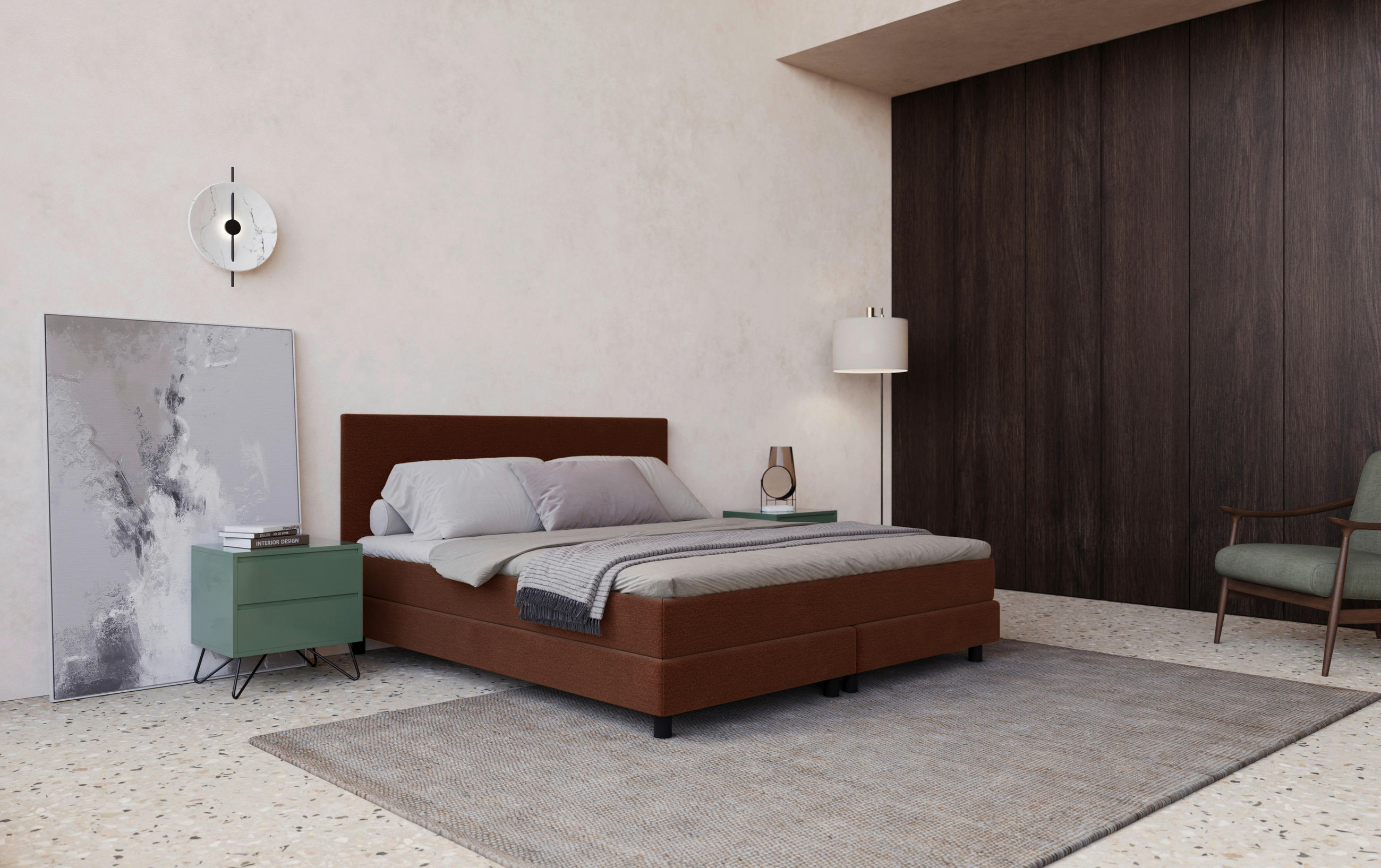 BOXBETT 180/200 cm  in Braun  - Schwarz/Braun, MODERN, Holzwerkstoff/Textil (180/200cm) - MID.YOU