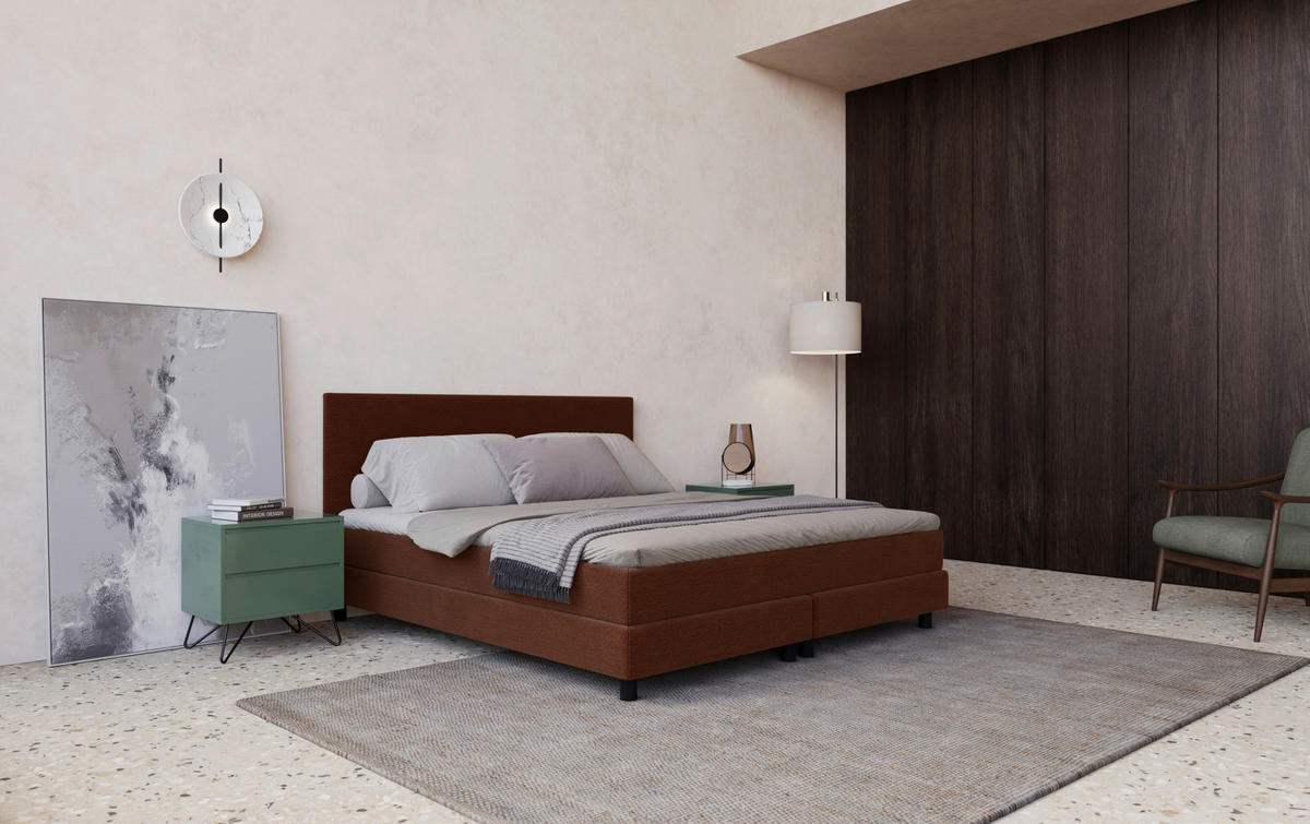 BOXBETT 180/200 cm  in Braun  - Schwarz/Braun, Modern, Holzwerkstoff/Textil (180/200cm) - MID.YOU