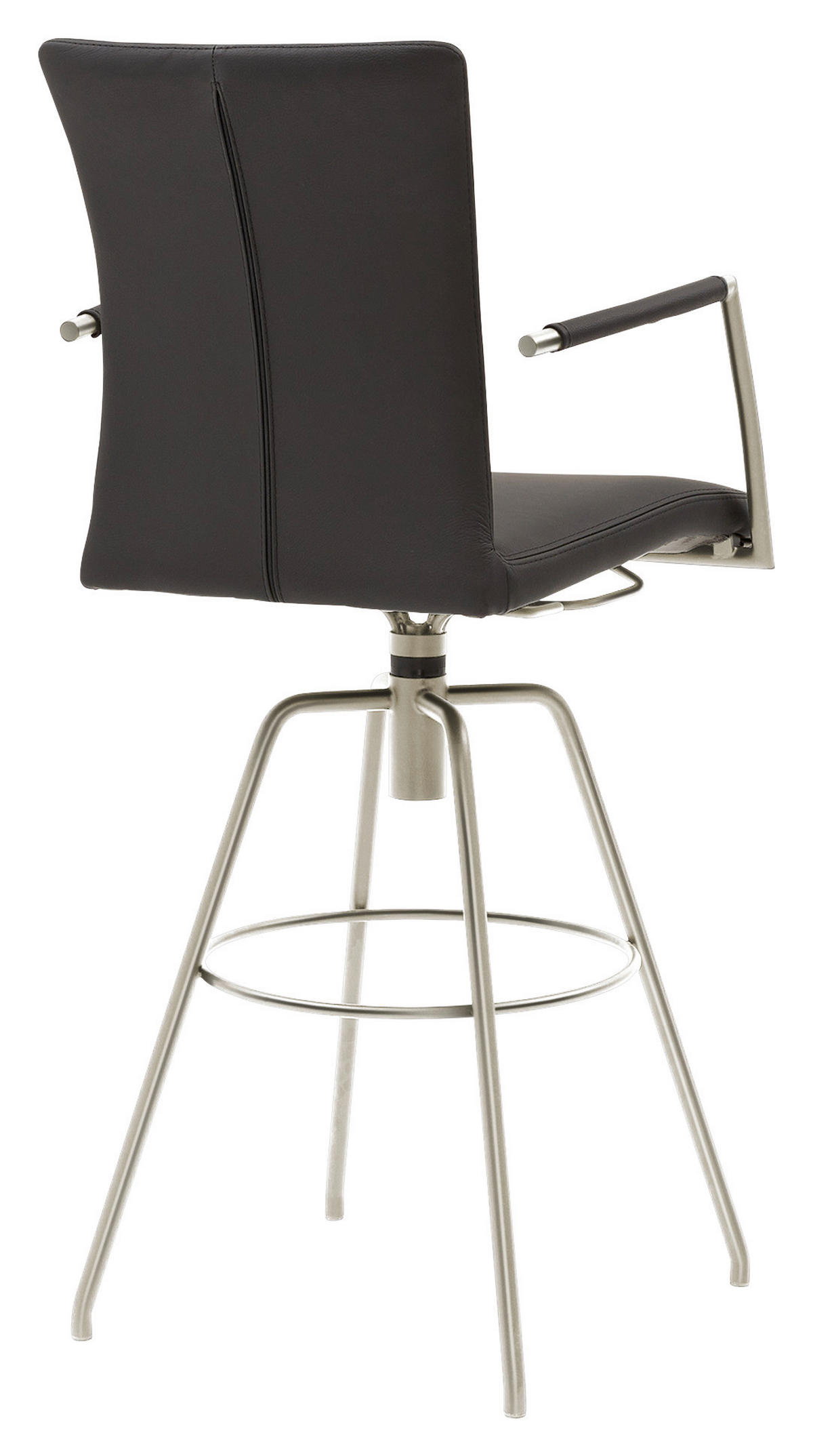 BARHOCKER Echtleder Schwarz Lederauswahl, Stoffauswahl, Typenauswahl, automatische Rückholfunktion  - Schwarz, Design, Leder/Metall (55/114/58cm) - Musterring