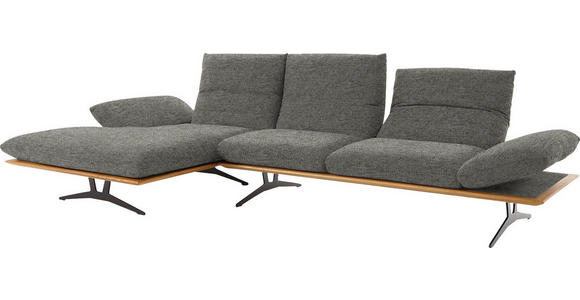 ECKSOFA in Flachgewebe Grau  - Schwarz/Grau, Design, Holz/Textil (159/314cm) - Dieter Knoll