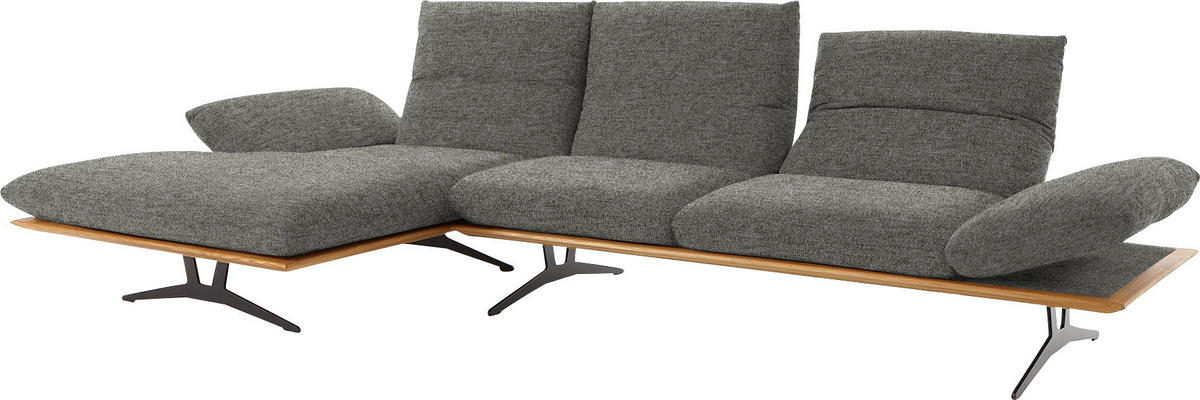 ECKSOFA in Flachgewebe Grau  159/314 cm  - Schwarz/Grau, Design, Holz/Textil (159/314cm) - Dieter Knoll
