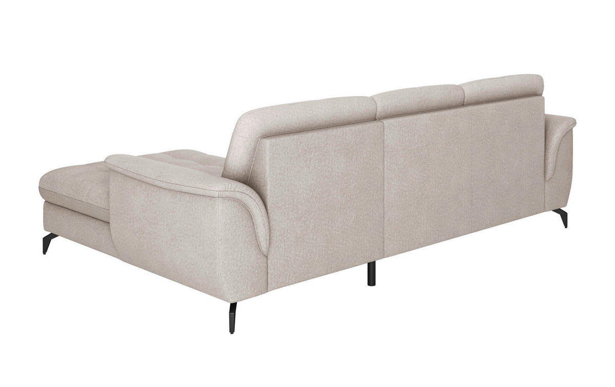 ECKSOFA in Flachgewebe Greige  - Greige/Schwarz, Modern, Textil/Metall (262/164cm) - Sit & More