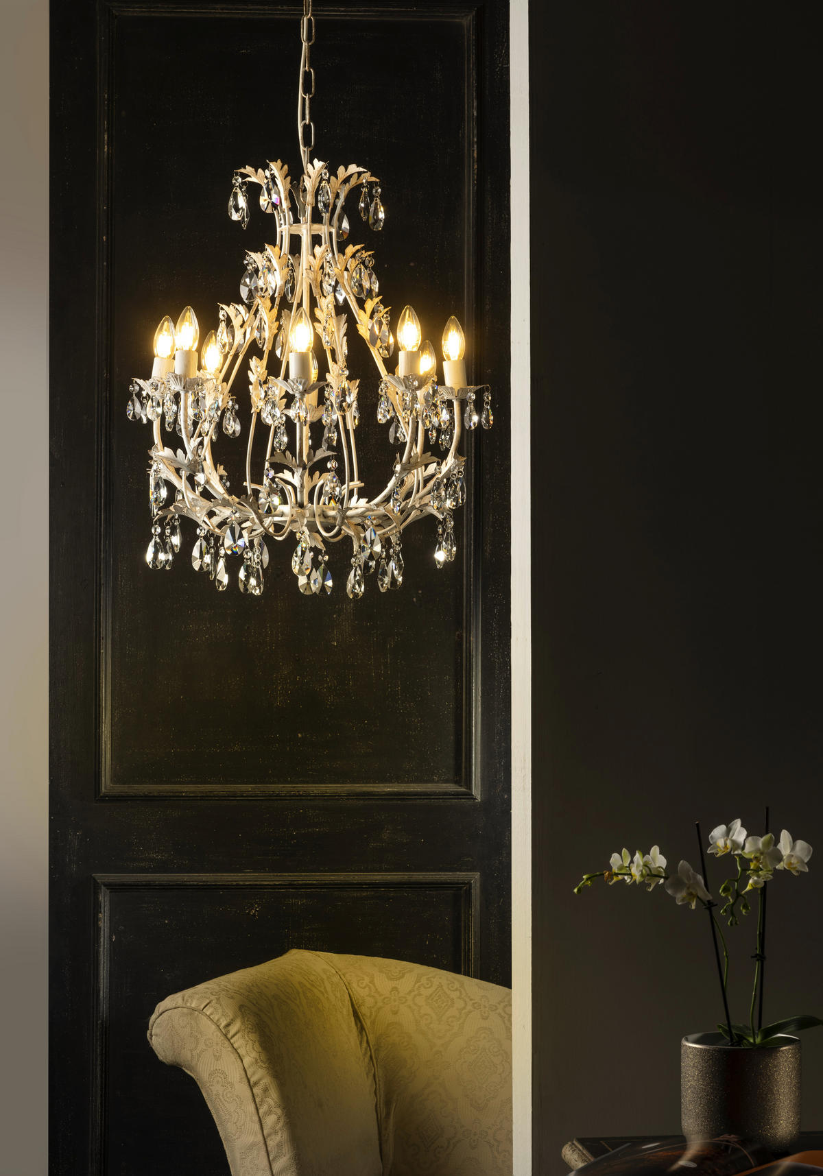 KRISTALNA VISEĆA SVJETILJKA    70/70/105 cm    Ivory  - bijela, Konvencionalno, staklo/metal (70/70/105cm)