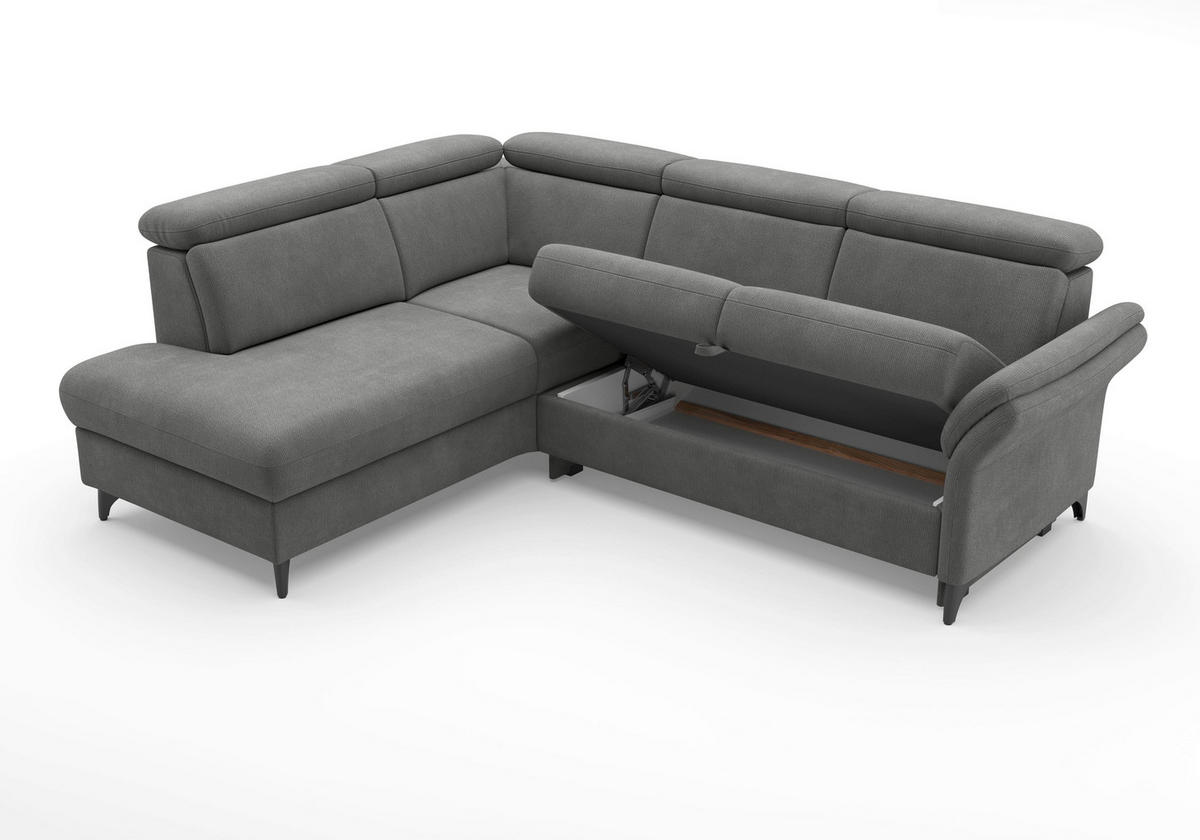 ECKSOFA Flachgewebe Grau  - Schwarz/Grau, Konventionell, Textil/Metall (193/247cm) - Sit & More