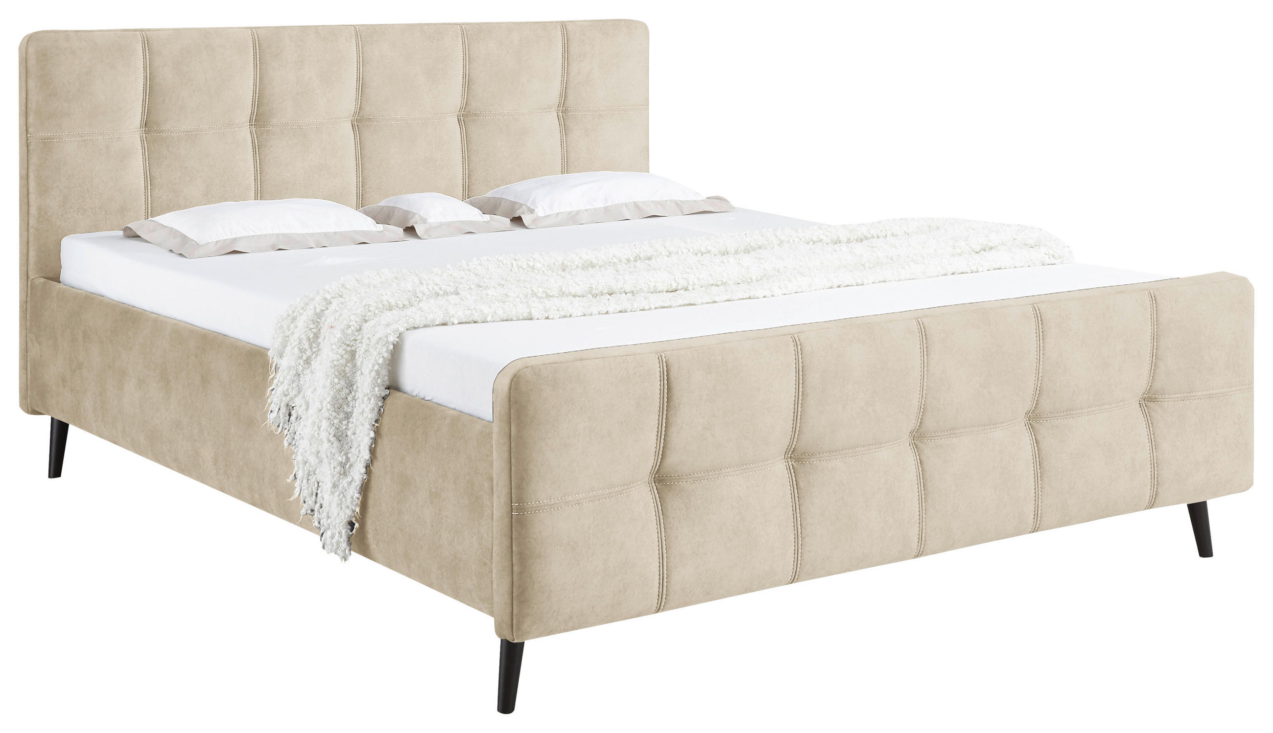 ČALÚNENÁ POSTEĽ, 180/200 cm, krémová - čierna/krémová, Basics, drevo/kompozitné drevo (180/200cm) - MID.YOU