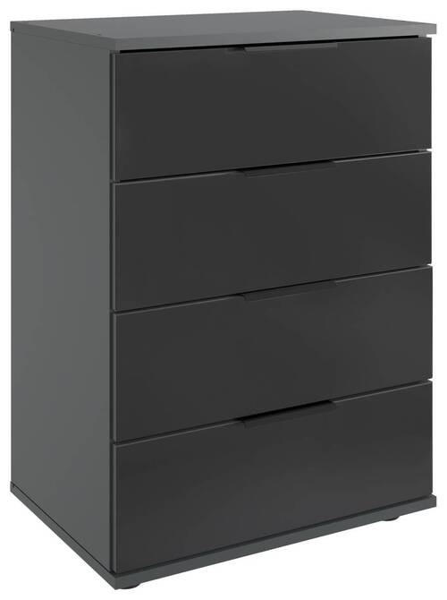 NACHTSCHRANK 52/74/38 cm  - Klar/Schwarz, MODERN, Glas/Holzwerkstoff (52/74/38cm) - MID.YOU