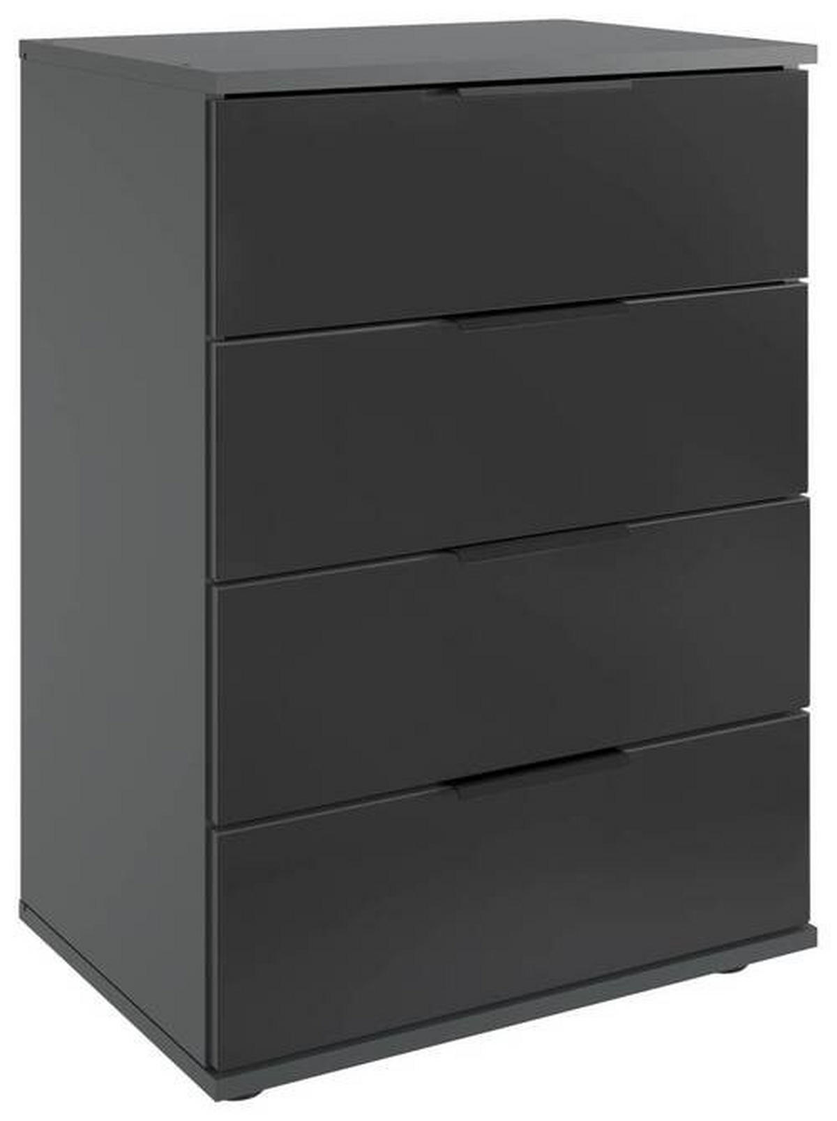 NACHTTISCH 52/74/38 cm  in Graphitfarben, Klar  - Klar/Schwarz, Modern, Glas/Holzwerkstoff (52/74/38cm) - MID.YOU