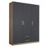 DREHTÜRENSCHRANK Eichefarben, Grau - Eichefarben/Silberfarben, Design, Holzwerkstoff/Kunststoff (136/197/54cm) - Carryhome DREHTÜRENSCHRANK Eichefarben, Grau - Eichefarben/Silberfarben, Design, Holzwerkstoff/Kunststoff (136/197/54cm) - Carryhome