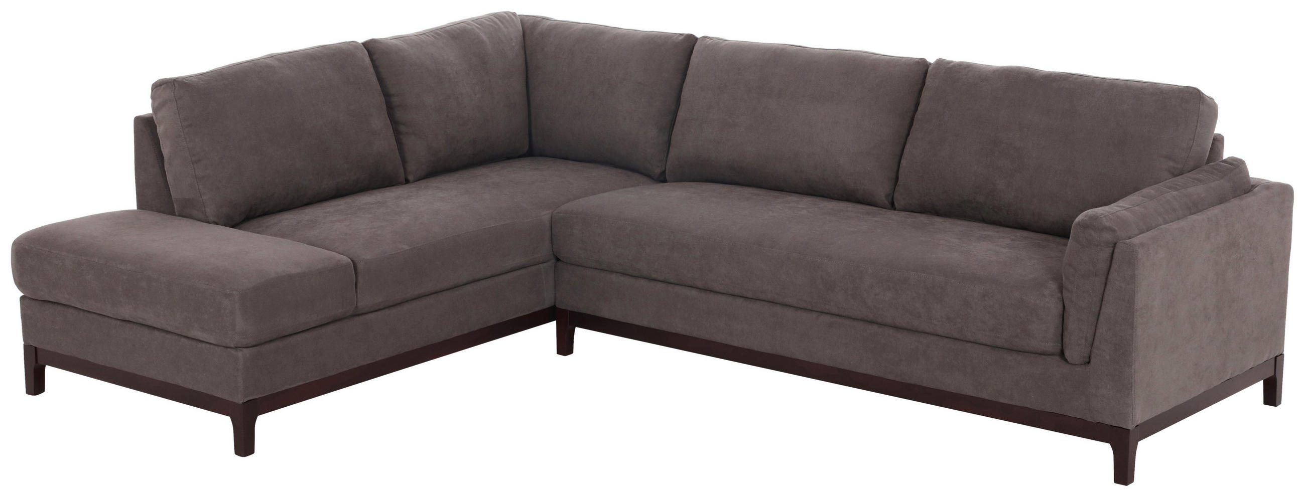 ECKSOFA Grau Webstoff  - Braun/Grau, Basics, Holz/Textil (210/278cm) - MID.YOU