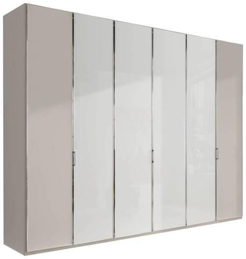 DREHTÜRENSCHRANK 300/216/58 cm 6-türig Grau, Weiß  - Chromfarben/Weiß, Design, Glas/Holzwerkstoff (300/216/58cm) - Novel