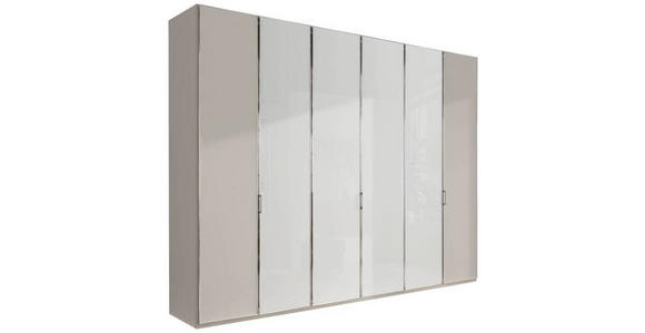 DREHTÜRENSCHRANK 300/216/58 cm 6-türig Grau, Weiß - Chromfarben/Weiß, Design, Glas/Holzwerkstoff (300/216/58cm) - Novel