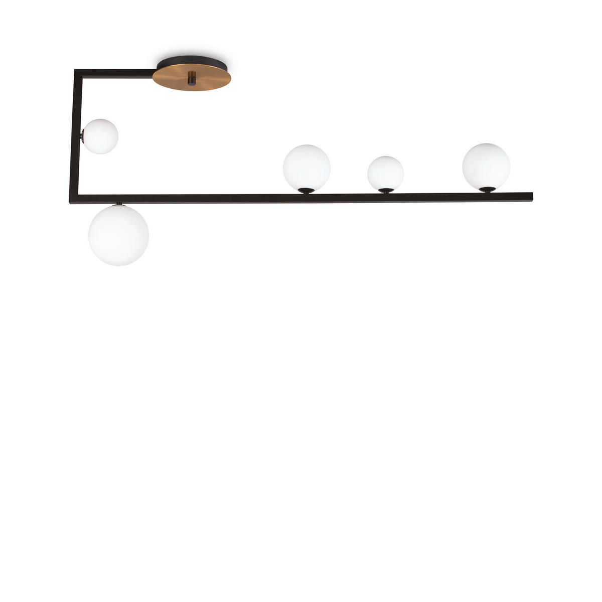 DECKENLEUCHTE Birds PL5 115/20/50 cm   - Goldfarben/Schwarz, LIFESTYLE, Glas/Metall (115/20/50cm) - Ideal Lux