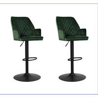 BARHOCKER-SET Samt, Velours Grün gastro- und objekttauglich, Sitzfläche 360° drehbar  - Schwarz/Grün, MODERN, Textil/Metall (54/100/58cm) - MID.YOU