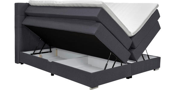 BOXSPRINGBETT 180/200 cm  in Schwarz  - Alufarben/Schwarz, KONVENTIONELL, Kunststoff/Textil (180/200cm) - Carryhome