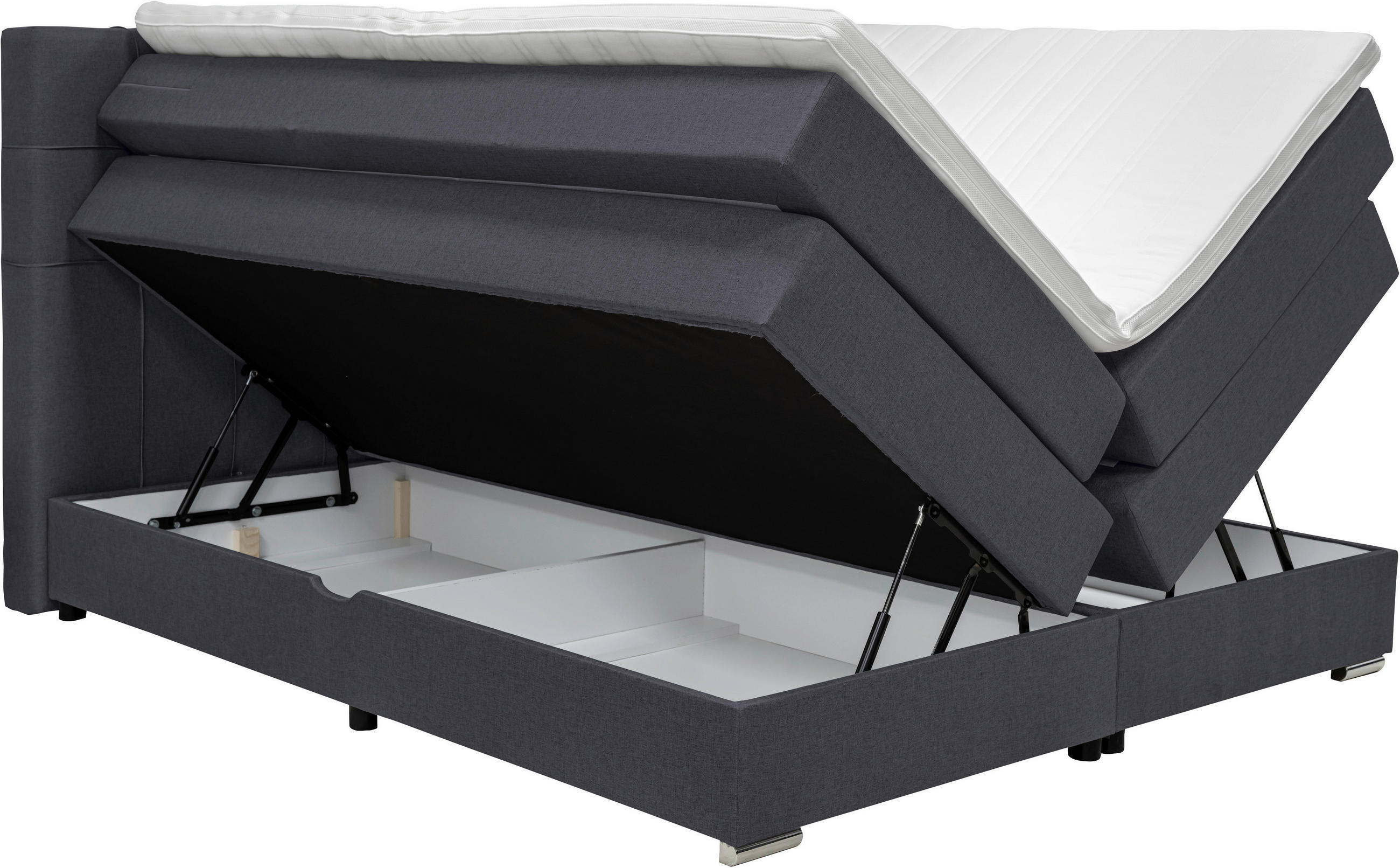 BOXSPRINGBETT 160/200 cm  in Schwarz  - Alufarben/Schwarz, KONVENTIONELL, Kunststoff/Textil (160/200cm) - Carryhome