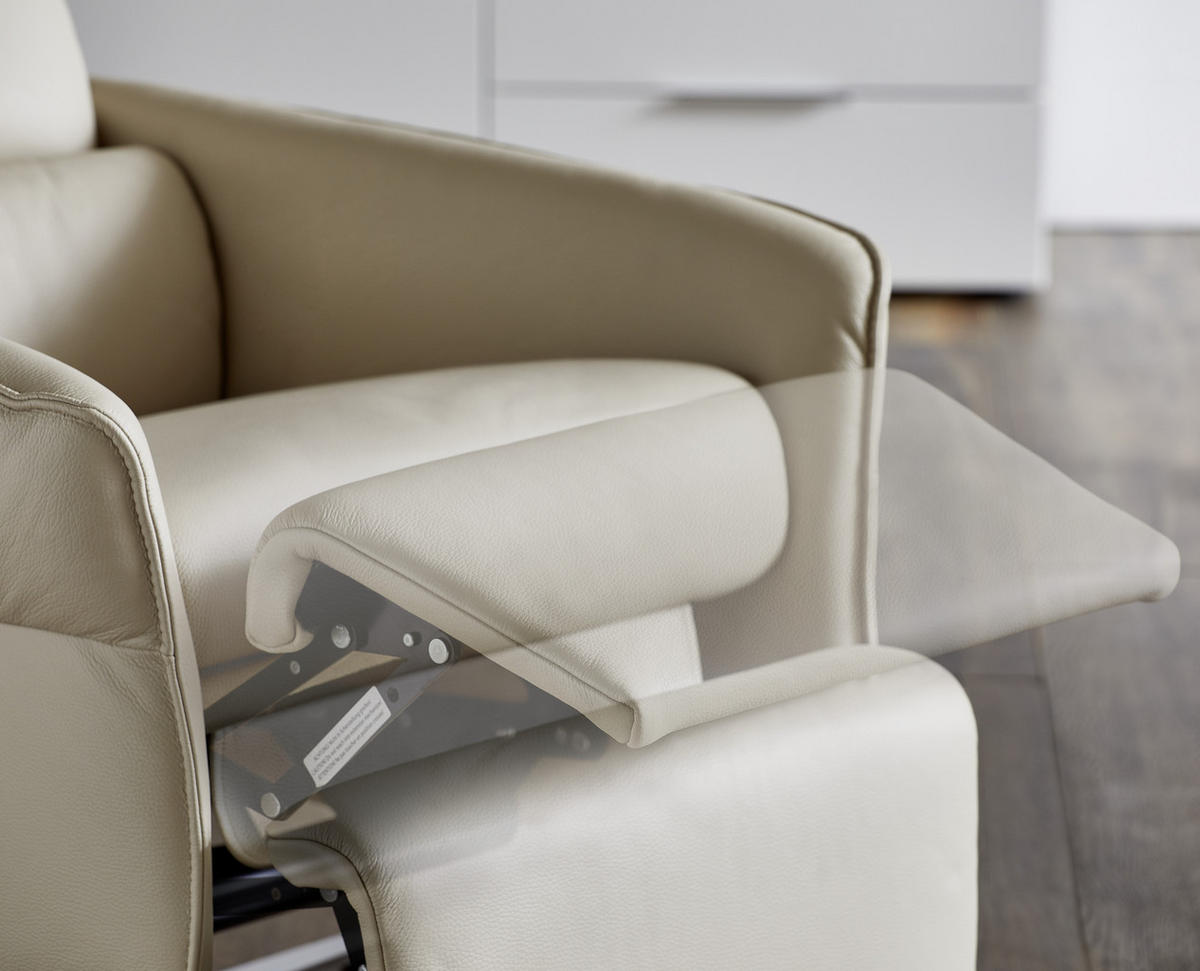 RELAXSESSEL in Leder Hellgrau  - Edelstahlfarben/Hellgrau, Design, Leder/Metall (72/89/91cm) - Himolla