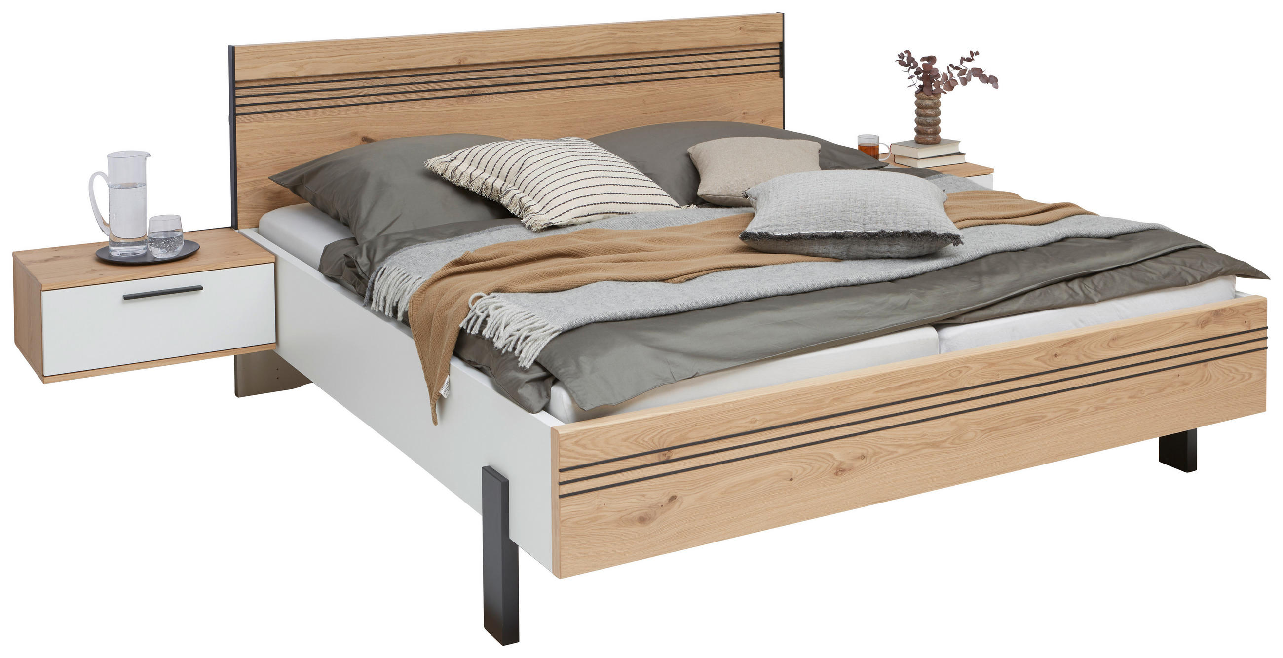 BETTANLAGE - Eichefarben/Anthrazit, Design, Holz (180/200cm) - Dieter Knoll