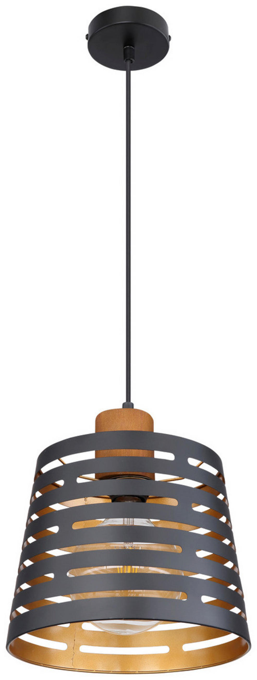 ZÁVĚSNÉ SVÍTIDLO, 25/120 cm  - černá/přírodní barvy, Natur, kov/dřevo (25/120cm) - Globo