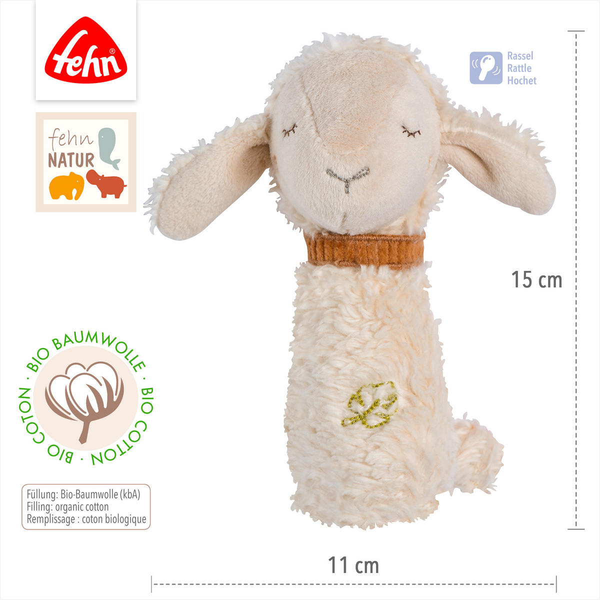 RASSEL fehnNATUR  - Creme, Basics, Textil (15/4,2/7,5cm) - Fehn