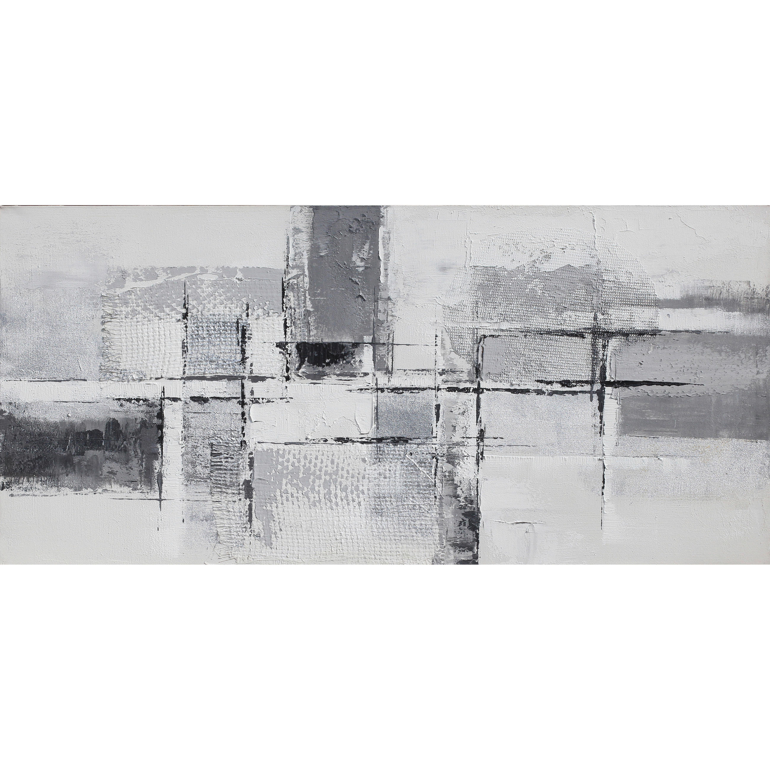 ÖLGEMÄLDE Abstraktes 150/70 cm  - Weiß/Grau, Design, Holz/Textil (150/70cm) - Monee