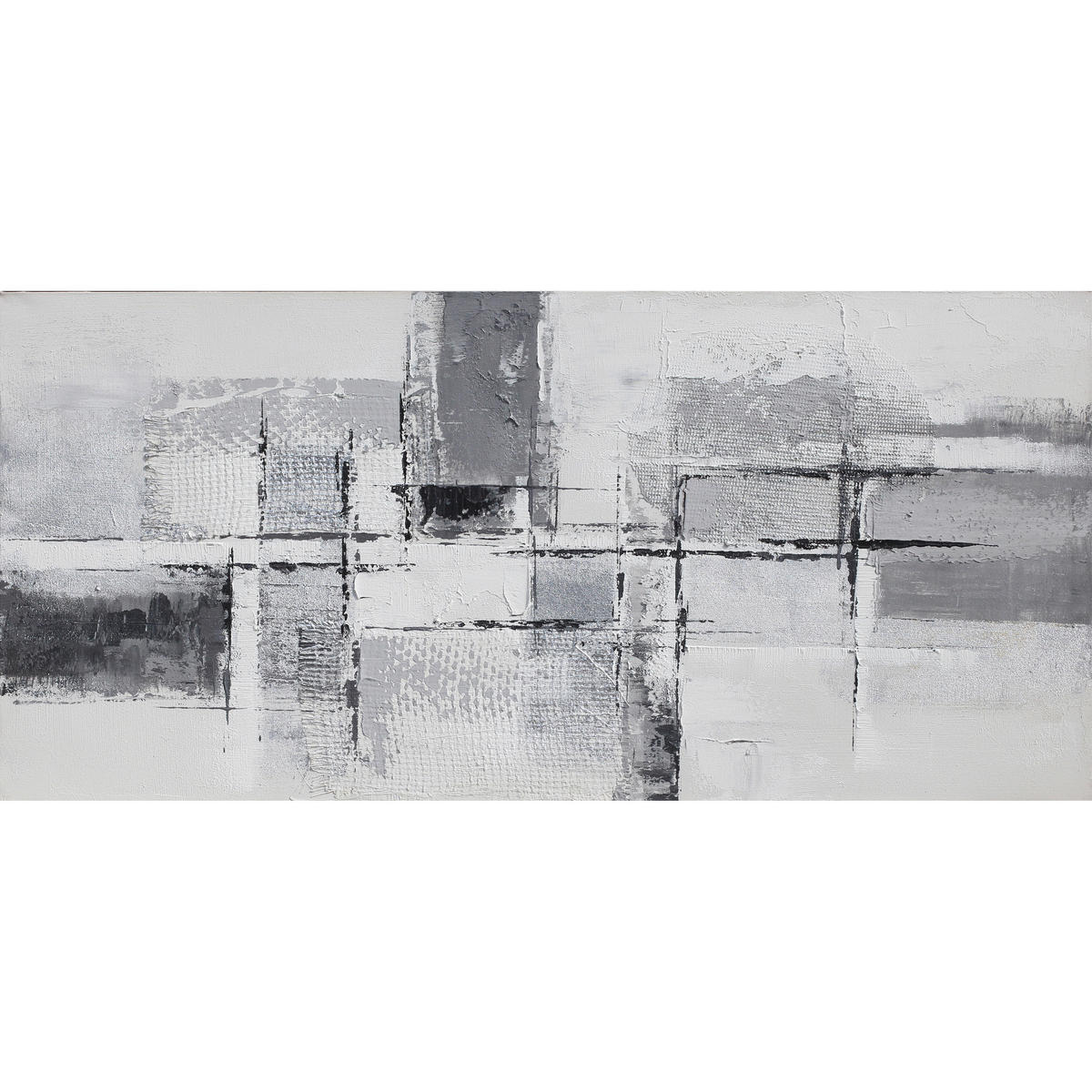 ÖLGEMÄLDE Abstraktes 150/70 cm  - Weiß/Grau, Design, Holz/Textil (150/70cm) - Monee