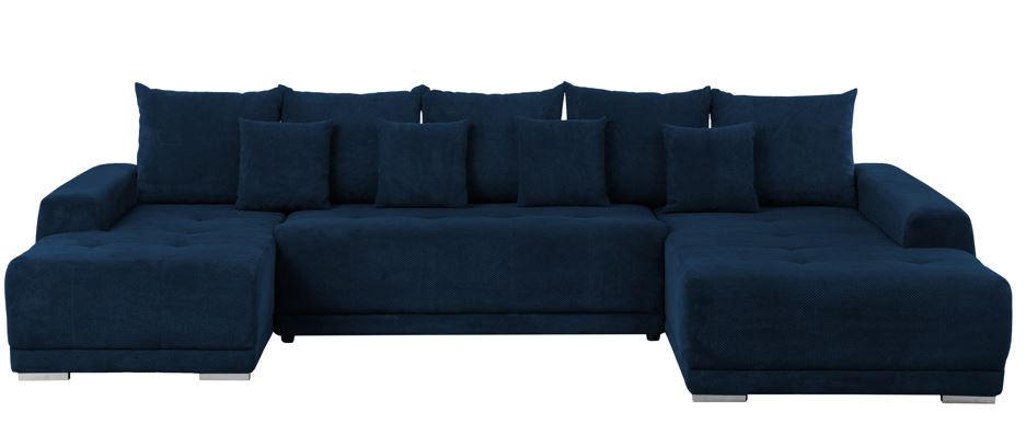 WOHNLANDSCHAFT in Flachgewebe Blau  - Blau/Silberfarben, Design, Kunststoff/Textil (180/350/203cm) - MID.YOU