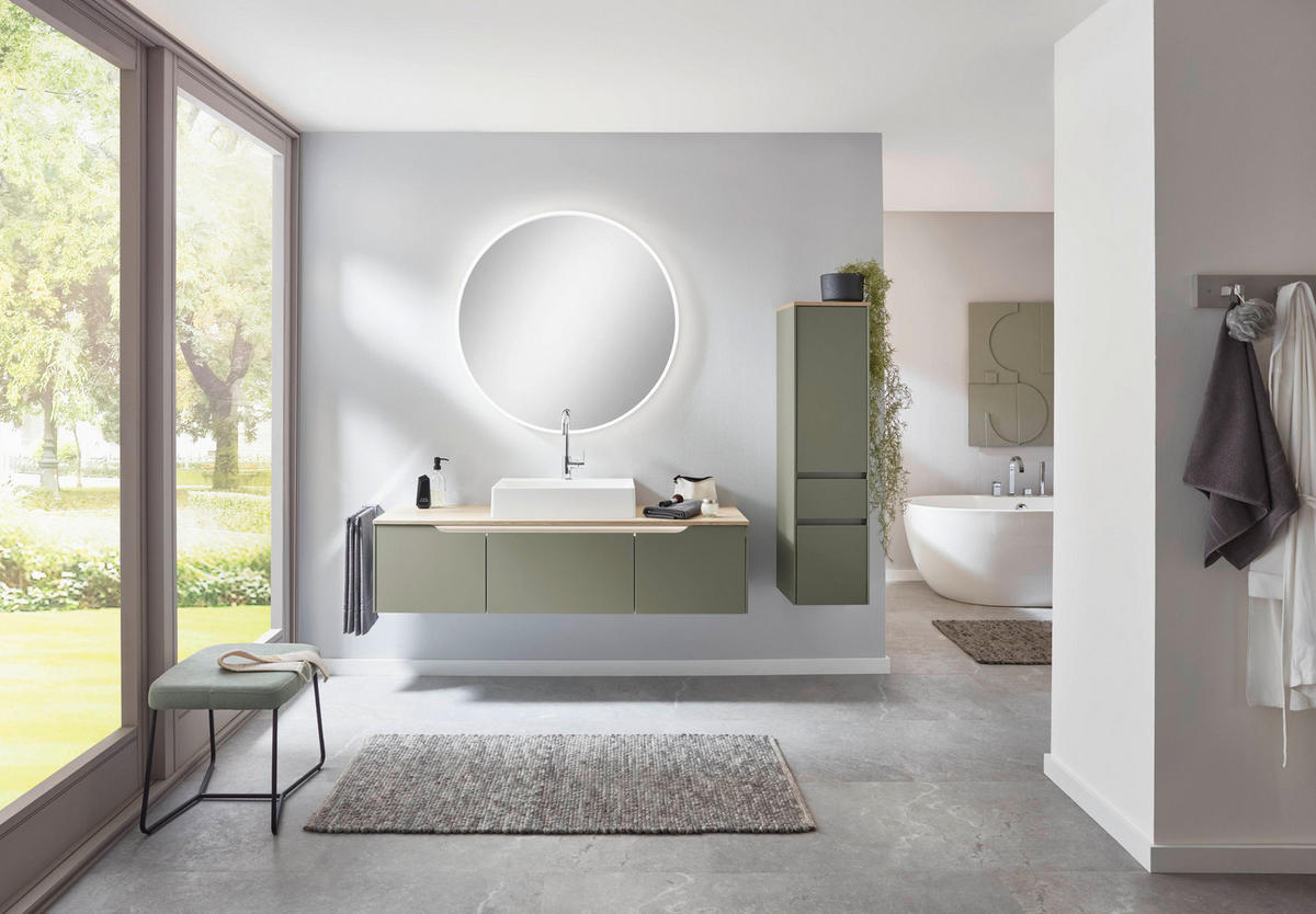 BADEZIMMER 6-teilig  in 152 cm  - Edelstahlfarben/Eichefarben, MODERN, Holzwerkstoff/Stein (152cm) - Celina Home