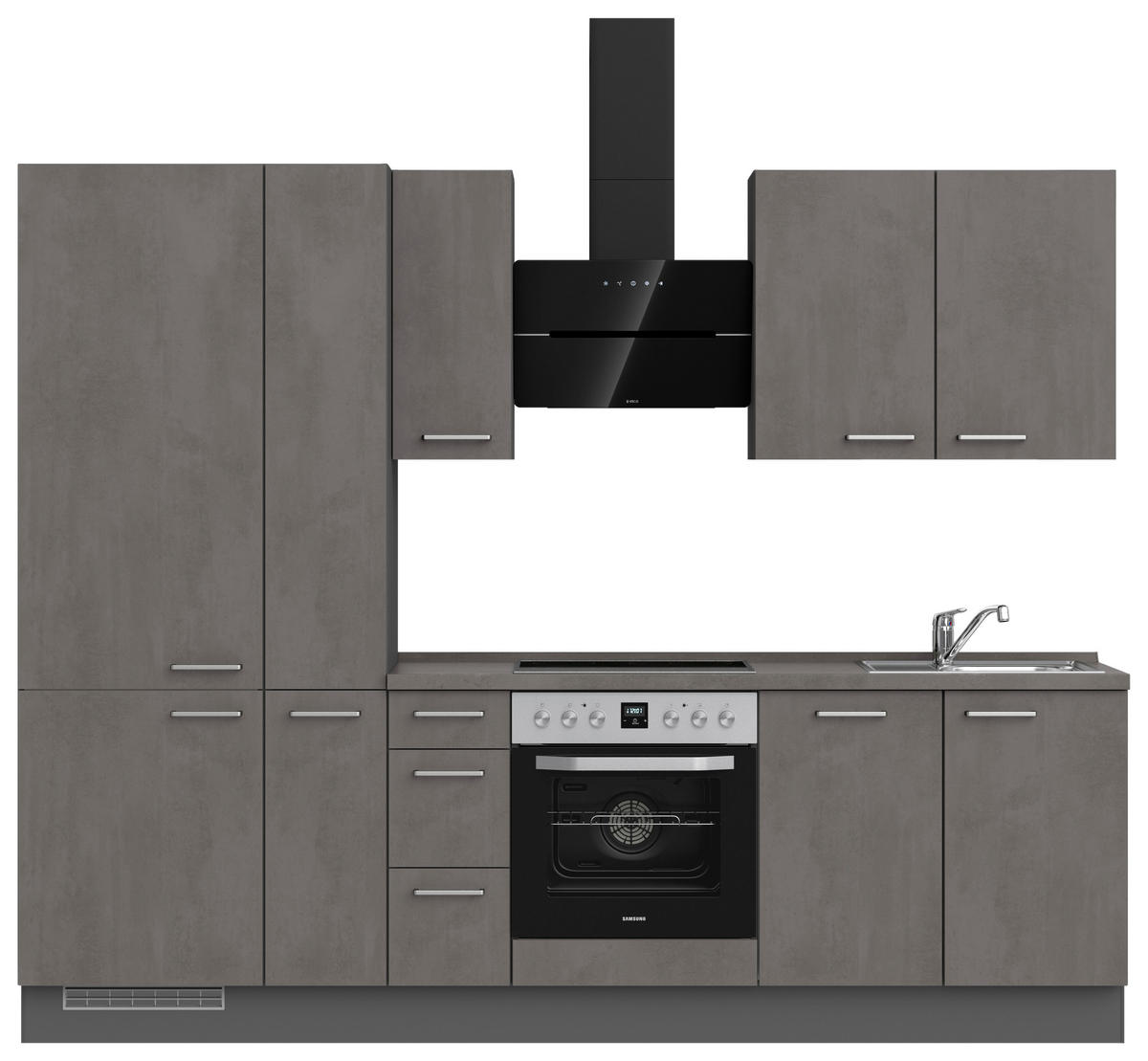 KÜCHENBLOCK 270 cm   in Schieferfarben  - Schieferfarben/Edelstahlfarben, MODERN, Holzwerkstoff/Metall (270cm) - Nobilia