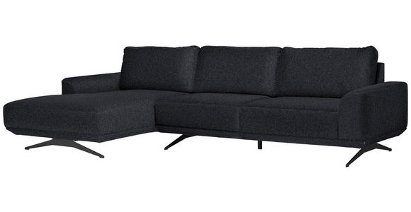 ECKSOFA in Webstoff Dunkelgrau  - Dunkelgrau/Schwarz, Design, Textil/Metall (172/320cm) - Valnatura