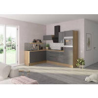 ECKKÜCHE 200/270 cm  in Anthrazit, Eichefarben  - Edelstahlfarben/Eichefarben, Basics, Holzwerkstoff/Metall (200/270cm) - Optifit