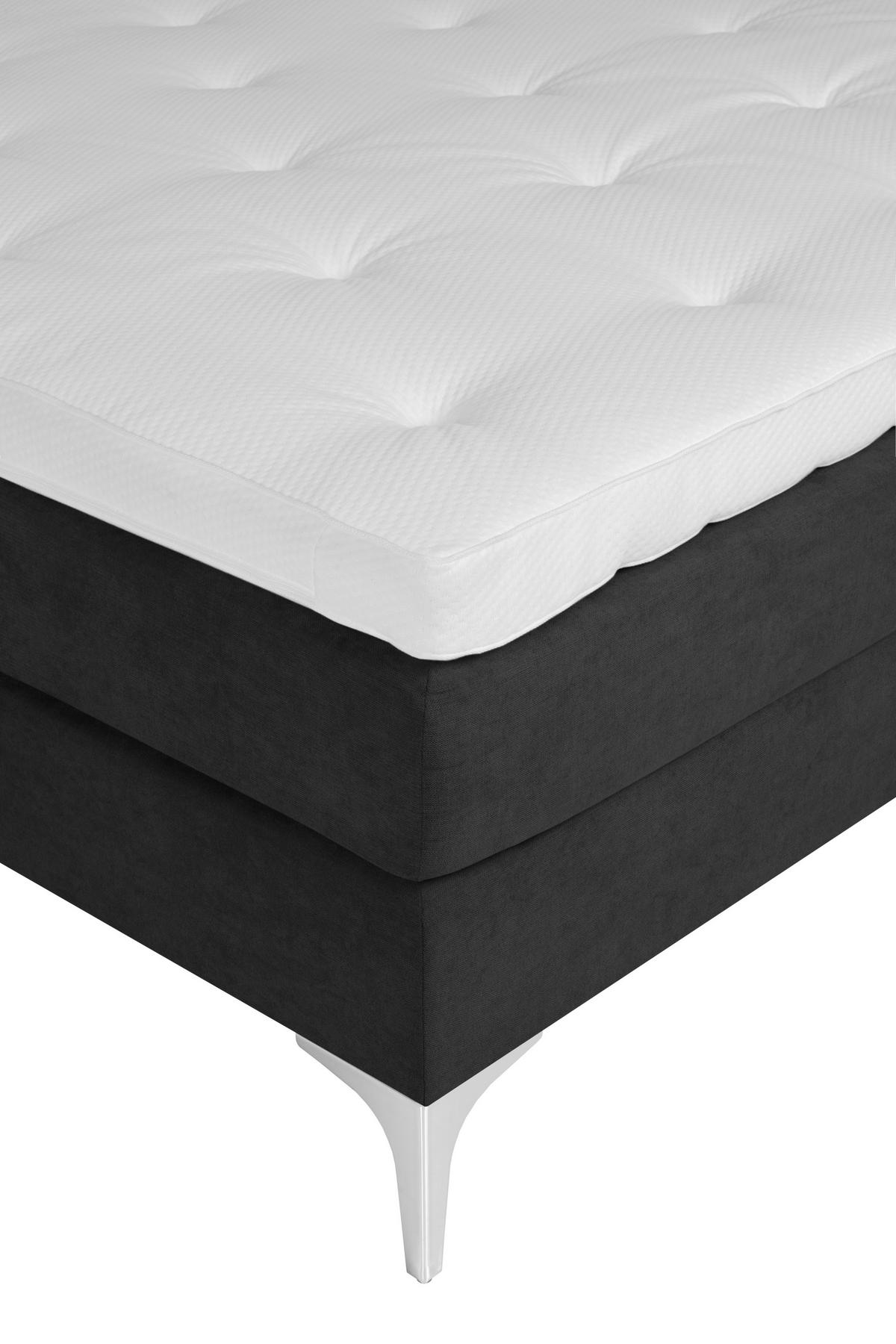 BOXSPRINGBETT 180/200 cm  in Anthrazit  - Chromfarben/Anthrazit, Design, Textil/Metall (180/200cm) - Welnova