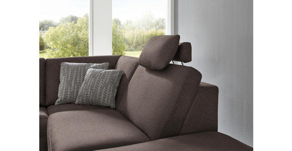 ECKSOFA in Mikrofaser Braun  - Alufarben/Braun, Design, Textil/Metall (275/242cm) - Dieter Knoll