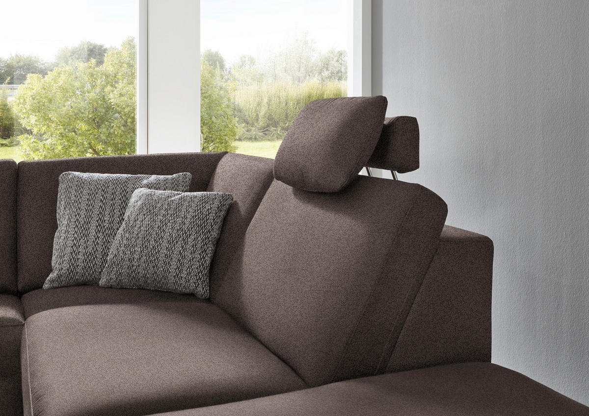 ECKSOFA in Mikrofaser Braun  - Alufarben/Braun, Design, Textil/Metall (275/242cm) - Dieter Knoll