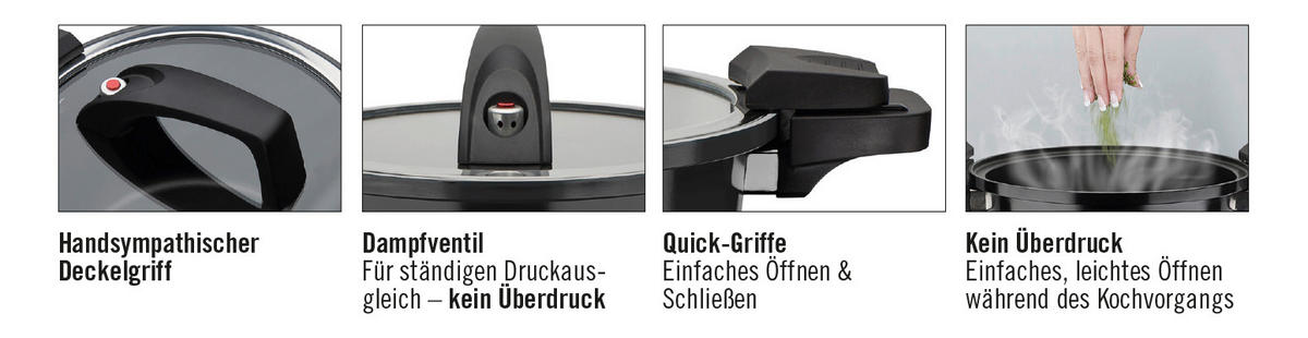 KOCHTOPF Energiespartopf 6 l  - Schwarz, Basics, Metall (24/16cm) - GSW
