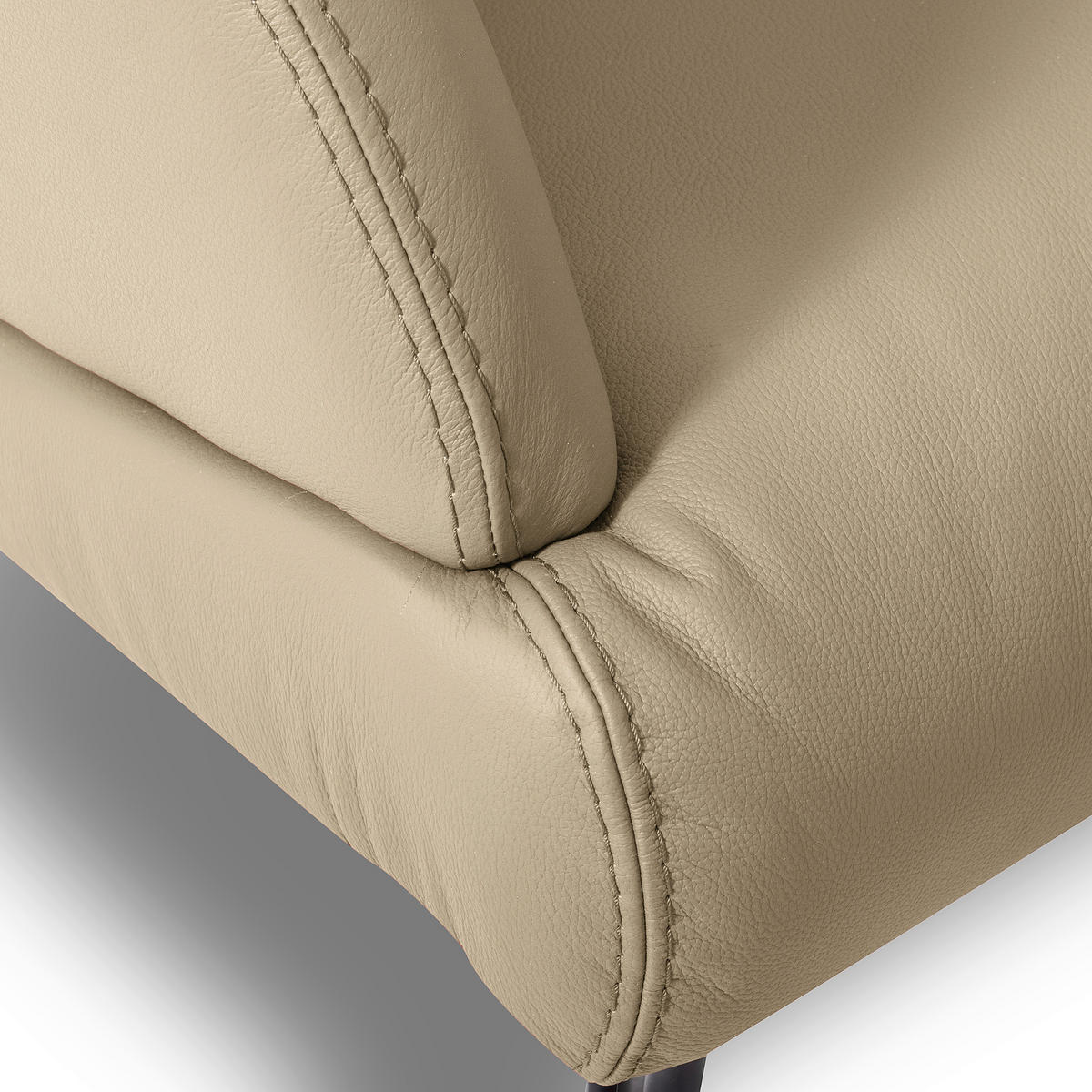 SESSEL in Echtleder Hellgrau  - Hellgrau/Schwarz, Design, Leder/Metall (67/87/74cm) - Livetastic