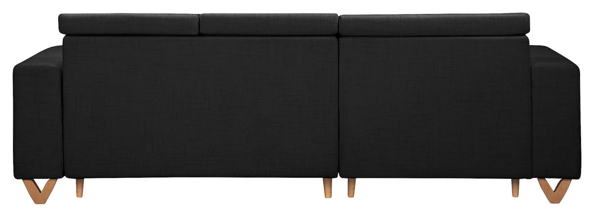 ECKSOFA Bella Schwarz Textilgeflecht  - Wengefarben/Schwarz, Design, Holz/Textil (257/174cm) - Livetastic