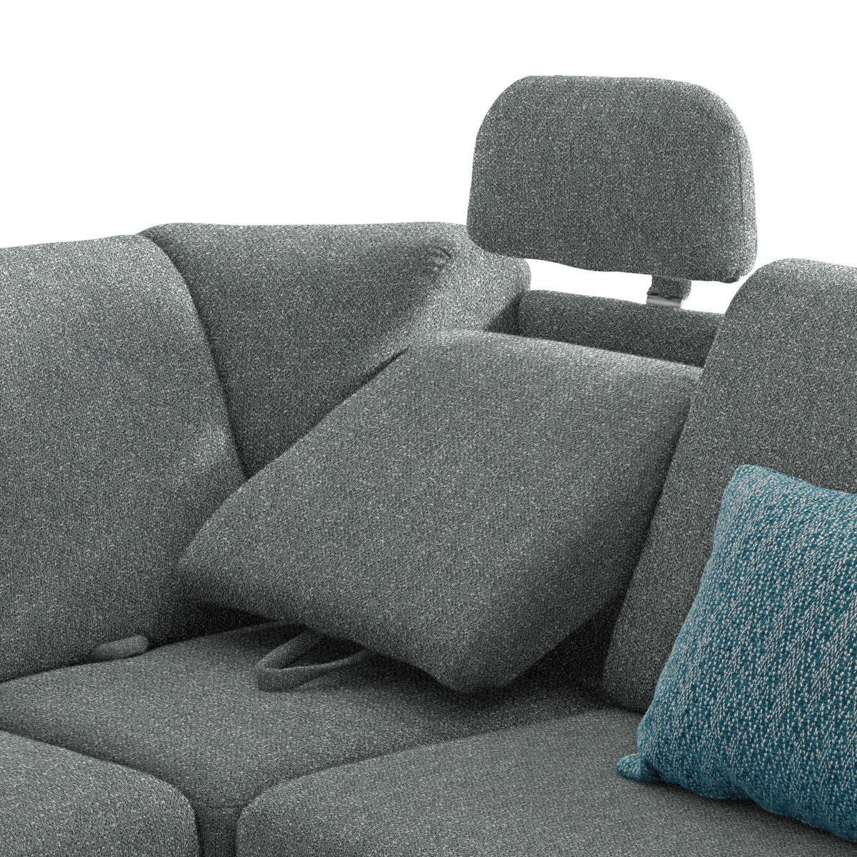 WOHNLANDSCHAFT  in Mikrovelours Graugrün  - Alufarben/Graugrün, KONVENTIONELL, Kunststoff/Textil (158/322/236cm) - Sedda