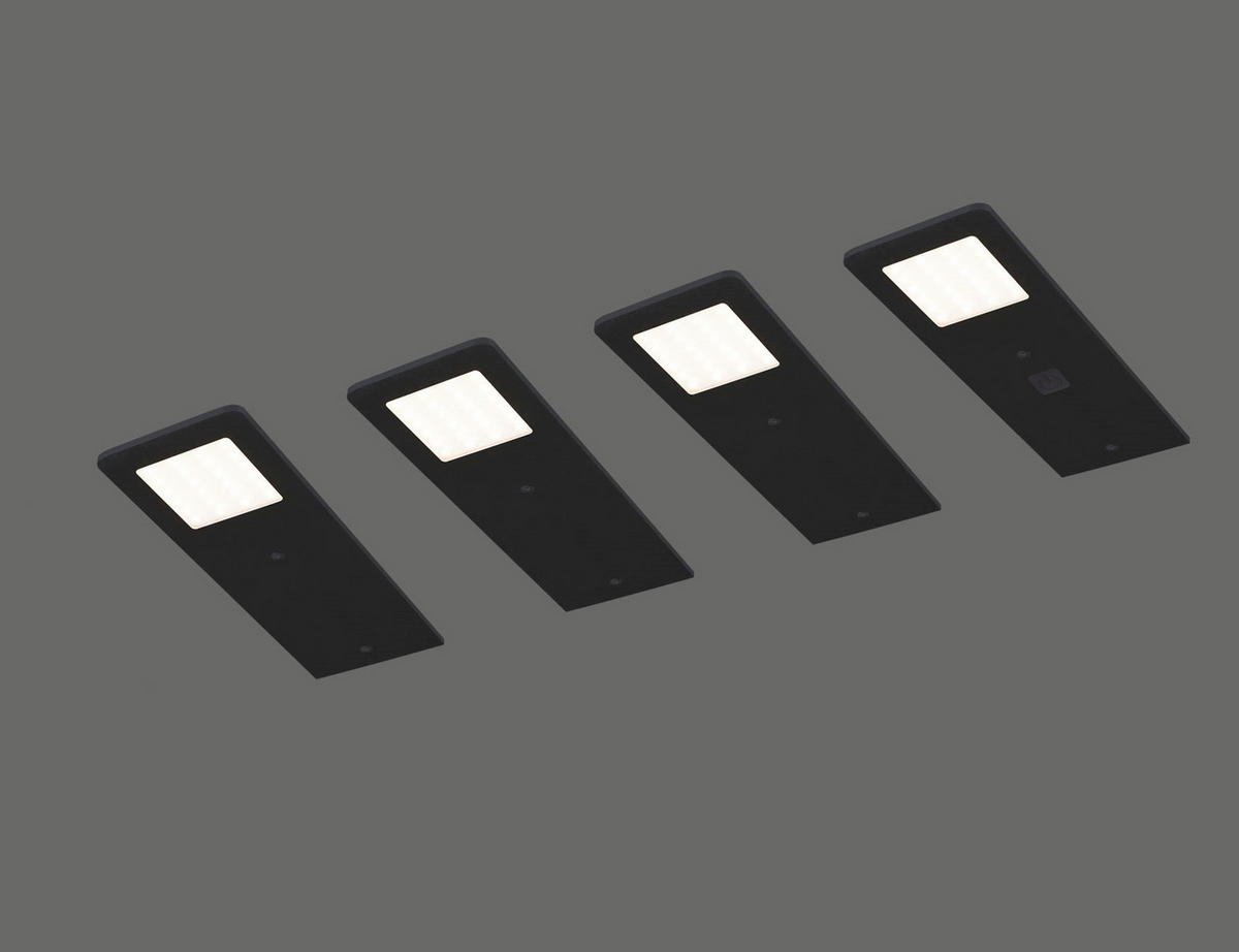 UNTERBAULEUCHTEN-SET 7/0,4/19 cm   - Schwarz, Basics, Metall (7/0,4/19cm)